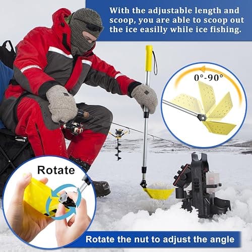 Huntury Retractable Ice Fishing Scoop Skimmer, Ice Fishing Accessories, Long Length, And Larger Spoon, No More Bending Over To Scoop Out Ice While Ice Fishing, Ice Fishing Gear thumbnail 4