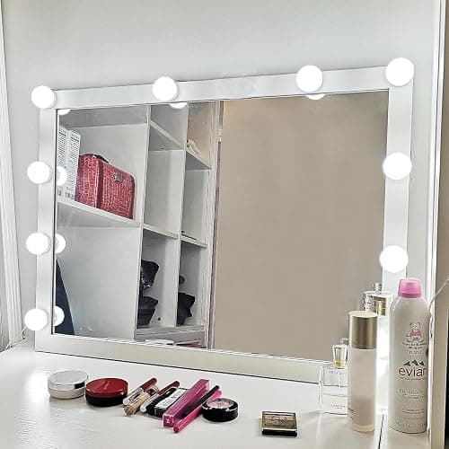 SICCOO Makeup Vanity Lights for Mirror, Hollywood Style LED Vanity Mirror Lights with 14 dimmable Bulbs, USB Cable, White thumbnail 5