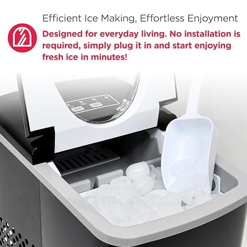 Frigidaire Counter top Portable, 26 lb per Day Nugget Ice Maker Machine (Black Stainless Steel) thumbnail 6