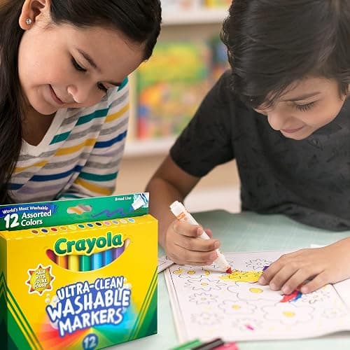 Crayola Broad Line Markers (12 Count), Washable Markers for Kids, Assorted Colors, Arts & Crafts Supplies, For Coloring Books & Art Projects, Ages 3+ thumbnail 2