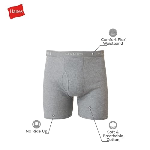Hanes Boxer Briefs, Cool Dri Moisture-Wicking Underwear, Cotton No-Ride-up for Men, Multi-Packs Available thumbnail 2