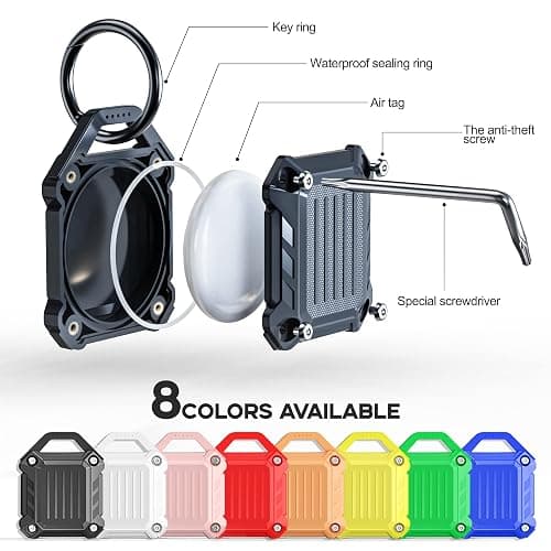 Dovick- Waterproof Airtag Keychain Holder Case,Screw Full Cover Compatible with Apple Air Tag Tracker Key Ring (Green 1Pack) thumbnail 2