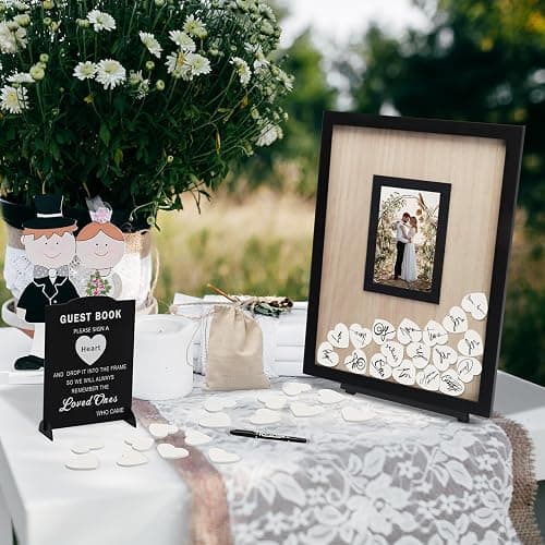 HYMENEX Wedding Guest Book Alternative, Guest Book Wedding Reception, Wedding Guest Book with Wooden Hearts Guest Book Signs for Wedding Anniversary Birthday Party Baby Shower thumbnail 6