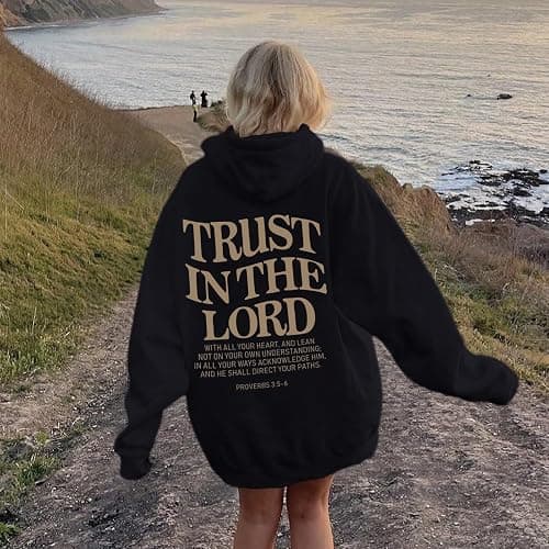Tuislay Trust In The Lord Graphic Hoodies Christian Faith Sweatshirts For Women Bible Verse Religious Hoodie Pullover Tops thumbnail 5
