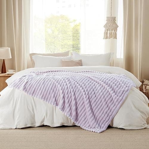 Bedsure Soft Throw Blanket for Couch Decor Gifts Lavender Fog 50"x60" | Birthday Gifts for Women Mom Her, Warm Lightweight Cozy Fluffy Throw Blanket Sofa, Dorm Room Home Decor, Machine Washable thumbnail 8