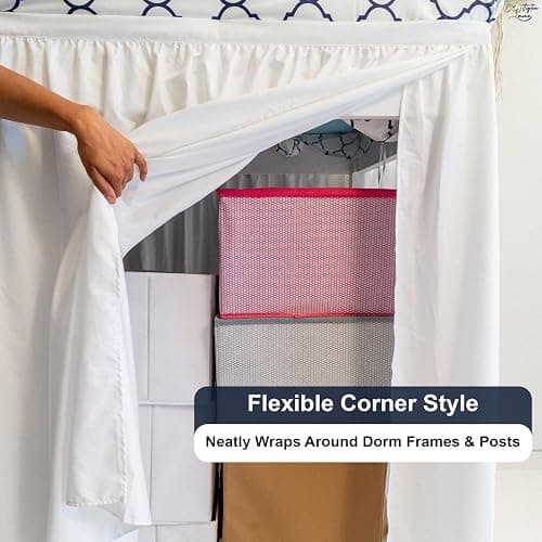 Cottington Lane Ruffled Dorm Room Bed Skirt Twin XL 36 Inch Drop, Hotel Quality Premium 1800 Brushed Microfiber Twin Extra Long College Dust Ruffle, White thumbnail 5