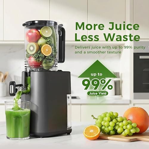 Cold Press Juicer, 5.5inch Wide Feed Chute Juicer Machine, Slow Masticating Juicer for Whole Vegetables & Fruits, Gray thumbnail 5