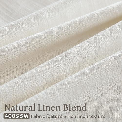 Natural Pinch Pleated Linen Curtains 84 Inch Length 2 Panels for Living Room Bedroom Textured Cream Ivory Birch Semi Sheer Boho Neutral Back Tab Pinch Pleat Hooks Rings Window Curtain 84 Inches Long thumbnail 4