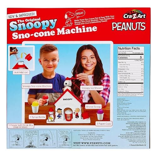 Cra-Z-Art Snoopy SNO-Cone Machine, Snow Cone Shaved Ice Maker Ice Shaver, Snoopy House Shaped Shaved Ice Maker Comes with Fruit Punch Flavor Packet, Ages 6 and Up, White thumbnail 4