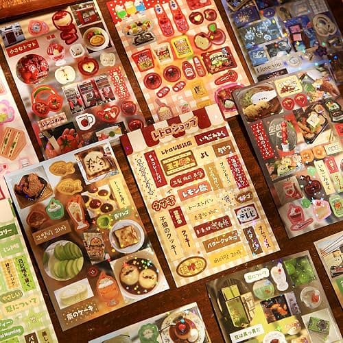 Japanese Kawaii Sticker Book 2 Pack, Die-Cut Cute Food & Manga Style Aesthetic Stickers for Journaling, Scrapbooking, Planners, Junk Journal Supplies (A+B) thumbnail 4