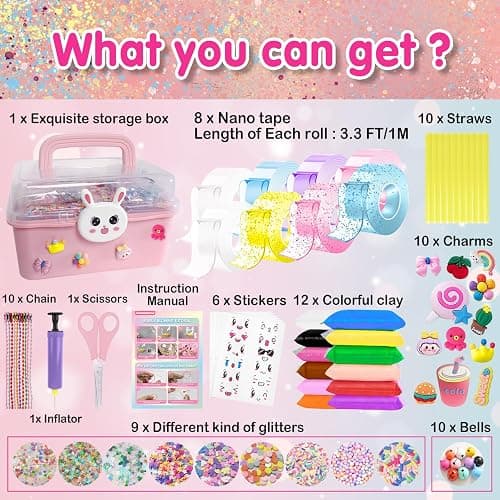 KAWAIZOO 8 Rolls Nano Tape Bubble Kit for Kids with Box,Nano Tape Squishy Maker Kit,Nano Bubble Tape Kit,Nano Tape Bubbles DIY Craft Kit for Girls,Kids thumbnail 2
