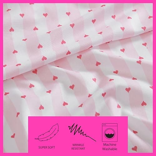 Betsey Johnson - Twin XL Bed Sheets, Soft Bedding with Matching Pillowcase, Fade & Wrinkle Resistant, Lightweight for Year Round Use, Dorm Essentials (Wonderland Stripe Pink) thumbnail 5