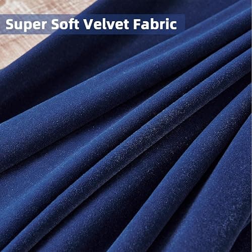 Joydeco Blue Velvet Blackout Curtains 84 Inch - 2 Panels Thermal Insulated Rod Pocket Drapes for Living Room Bedroom Dining Room Privacy thumbnail 6