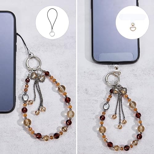 BEEFLYING Crystal Bead Phone Bracelet Strap, Cellphone Bow Charms Wristlet Lanyard for Women, Kawaii Charm Pendant Wrist Strap for Camera Bag Accessories thumbnail 7