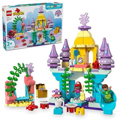 LEGO DUPLO Disney Ariel’s Magical Underwater Palace Building Set - The Little Mermaid Toy for Girls & Boys, Ages 2+ - Toddler Preschool Sensory Toy with Disney Princess Minifigure - 10435 - Image 1