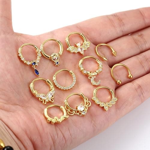 Morfetto 16G Septum Anneaux Septum Bijoux Septum Piercing Bijoux Mignon Serpent Papillon Septum Anneau Daith Boucles d'oreilles thumbnail 6