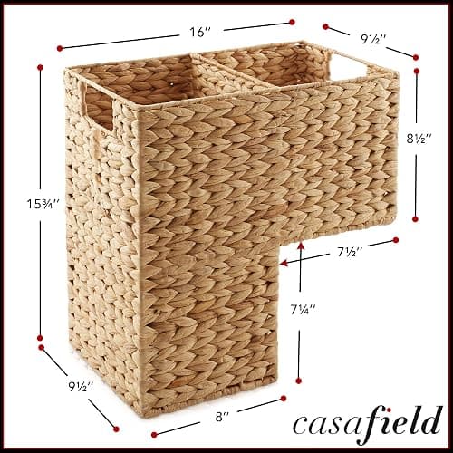 Casafield Stair Step Basket with Handles, Natural - Woven Water Hyacinth Staircase Basket Storage Bin Organizer thumbnail 7