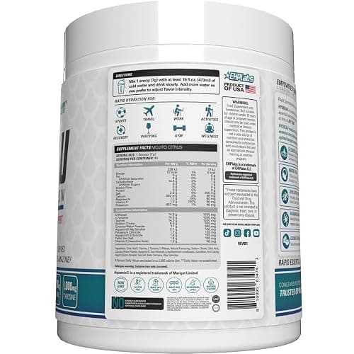 EHP Labs Hydreau Electrolytes Powder No Sugar - Hydration Powder for Endurance & Energy - for Men & Women - Sugar Free Electrolytes - (40 Serves, Fijian Pineapple) thumbnail 3