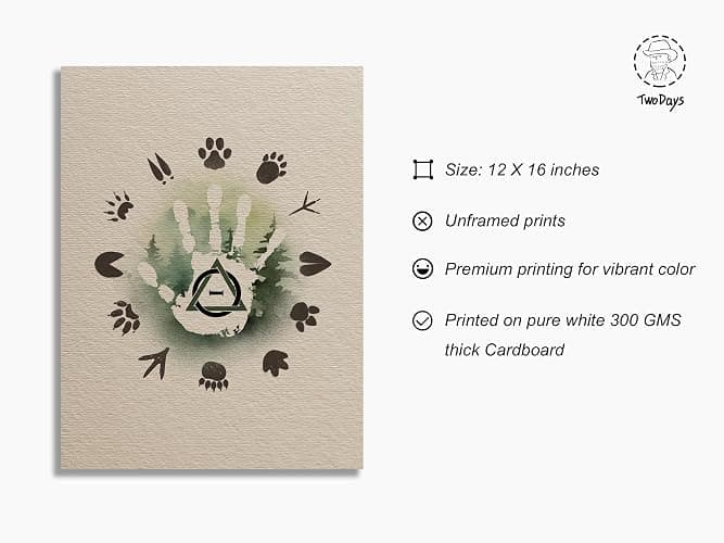 TwoDays Therian Room Decor, Therianthropy Stuff for Bedroom, Woodland Animals Tracks Poster for House, Therian Symbol Artwork Prints. (12" X 16", UNFRAMED) thumbnail 2