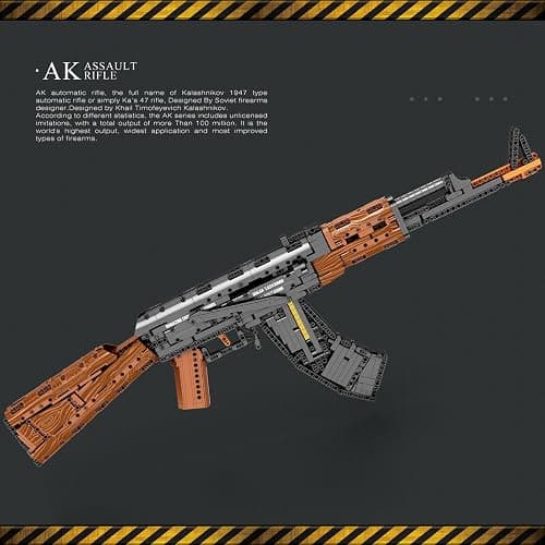 Reobrix AK47 Assault Rifle Building Block Set, 1:1 Scale Collectible Gun Model Kit, 1238 PCS Shootable Military Building Toy for Teens 14+ and Adults, 77005 thumbnail 5