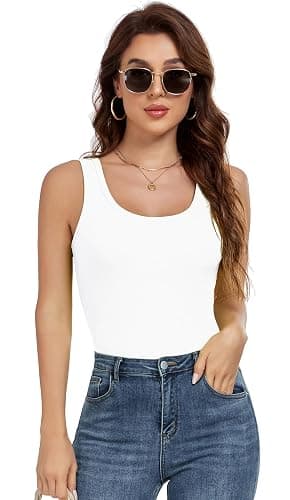 AUHEGN Tank Top for Women Summer Sleeveless Scoop Neck Ribbed Workout Tank Tops Slim Fitted Basic Cami Tee Shirts thumbnail 2