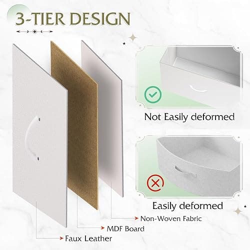WLIVE Nightstand with 3 Drawers, Fabric Dresser, Organizer Unit, Storage Dresser for Bedroom, Hallway, Entryway, Closets, Sturdy Steel Frame, Wood Top, Easy Pull Handle, White thumbnail 6