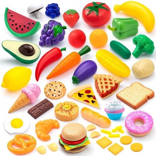 JOYIN 50 pezzi di giocattoli alimentari cibo giocattoli accessori cucina gioco educativo di ruolo con frutta pane verdura per bambini - Image 1