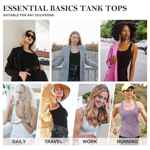 TVKSOM 5 Pack Basic Tank Tops for Women Undershirt Ribbed Sleeveless Casual Basic Tanks Top thumbnail 5
