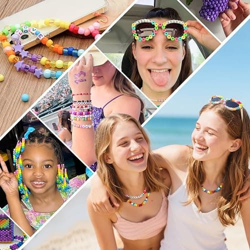 Gionlion 96 Colors 3550 Pcs Pony Beads Bracelet Making Kit, 5 Boxes Friendship Bracelet Kit with Letter Beads 6x9mm Rainbow Kandi Bead for Bracelets Jewelry Keychain Making Kit, Crafts Gifts for Kids thumbnail 8