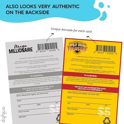 OnlyBP® 10 Fake Lottery Tickets and Scratch Off Cards that Look Real - Winning $1M and $500K - Gag Gifts Funny Adult - Prank Gifts for Adults Funny Pranks - April Fools Pranks thumbnail 5