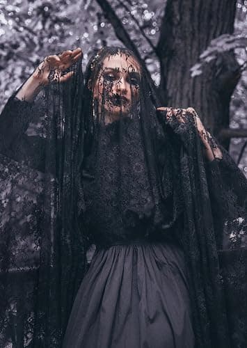 Rectangle Floral Tulle Shawl Chapel Veil with Flowers Mantilla Church Veil Y042 thumbnail 6