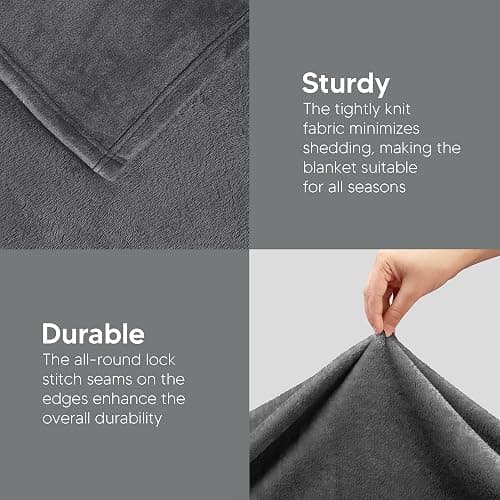 Utopia Bedding Ultra Soft Fleece Bed Blanket Queen Size Grey (90x90 Inches) | Microfiber Plush Warm Lightweight Breathable Cozy Blanket Anti-Static, All Season Use, Gift for Women and Men thumbnail 5