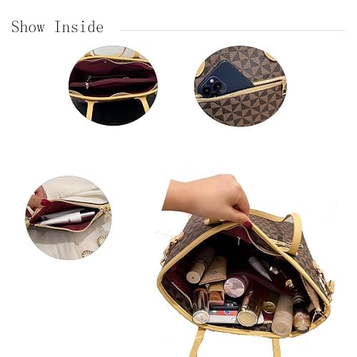 Women Tote Bag Handbags PU Leather Fashion Hobo Shoulder Bags 2pcs with Coin Purses thumbnail 6