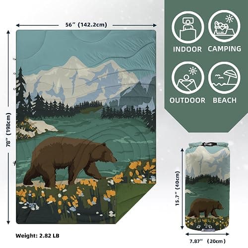 KawaGebo Kamp Camping Blanket Puffy - Outdoor Stadium Blanket Wearable, Lightweight, Packable, Machine Washable Camping Quilt for Traveling, Picnic, Beach, Party thumbnail 2