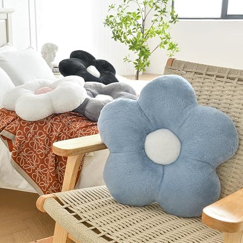 ZCNYCLAM Flower Pillows, Soft Flower Shaped Pillow with Home Decorative for Couch Chair Bed,Flower Floor Throw Pillows for Adults Bedroom Living Room (White, 15 Inches) - 15 Inches - White thumbnail 7