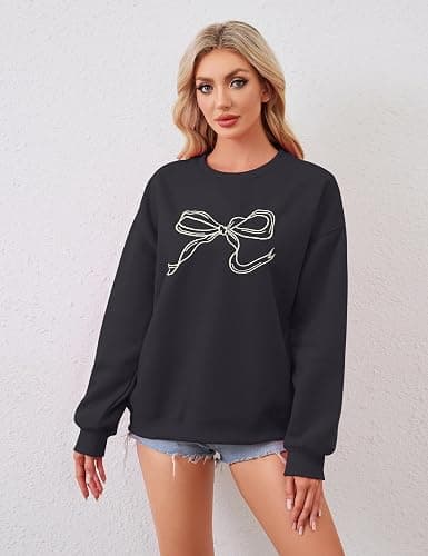 MISSACTIVER Women Bow Graphic Sweatshirts Oversized Pullover Sweatshirts Crewneck Pullover Tops 2025 Fall Fashion Clothes thumbnail 5
