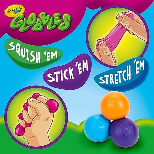 Crayola Globbles Fidget Toy (6ct), Sticky Stress Ball for Adults & Kids, Squishy Balls, Calming Sensory Gifts for Stress Relief thumbnail 3