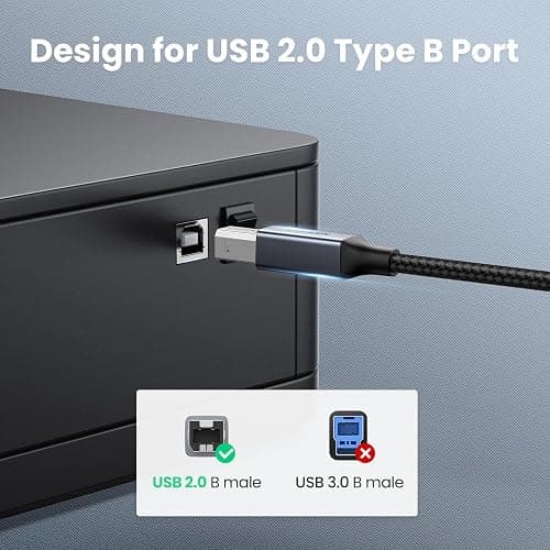 UGREEN USB B to USB C Printer Cable, Type B 2.0 Braided Data Lead for MacBook Pro/Air, HP/Epson/Canon Printer, Scanner, MIDI Cable Compatible with MIDI Controller/MIdI Keyboard/Musical Instrument (1M) thumbnail 8
