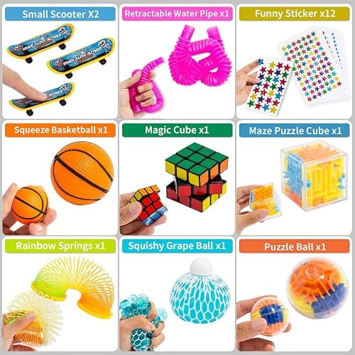 76 Pack Sensory Fidget Toys Set, Stress Relief and Anti-Anxiety Bundle Sensory Toys for Kids Adults, Cool Fidget Packs with Mochi Squishy, Magic Rainbow Ball, Motion Timer, Flippy Chain,Stress Ball... thumbnail 4