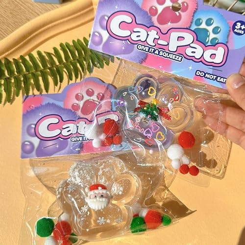 4 Pcs Taba Squishy,Christmas Cat Paw Squeeze Toys,Cute Taba Squishies,Santa Claus and Christmas Tree Kawaii Sensory Toys Gifts thumbnail 4