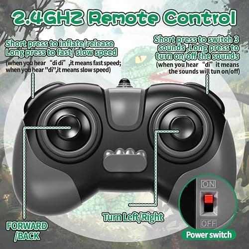 Jovow 2.4GHz Remote Control Inflatable Dinosaur with Sound for Kids | Electric Toy Dinosaur with 360°Rotation,Forward & Backward,Rechargeable Walking Dinosaur Toy for Boys Kids Age 6+ thumbnail 5