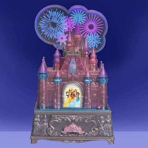 Disney Princess Jewelry Box for Girls Princess Castle Keepsake Jewelry Box with Music & Firework-Like Light Show, Plays Song “A Dream Is a Wish Your Heart Makes” thumbnail 4