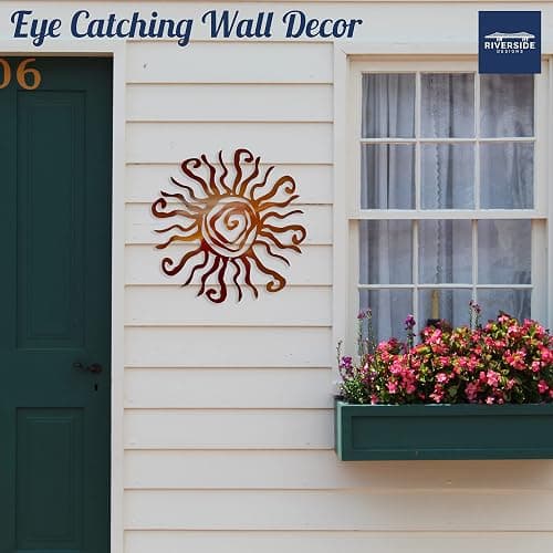 Wacky Sun Metal Wall Art Indoor/Outdoor Decor - 12" Copper Rust Proof Wall Sculpture - Made in USA - Ideal for Bedroom, Garden, Home, Patio and Farmhouse thumbnail 2