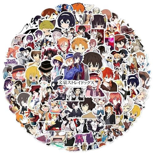 100PCS Classic Anime BSD Stickers Japanese Anime Decals Stickers Waterproof Vinyl Hydroflask Phone Skateboard Laptop Stickers, Aesthetic Sticker thumbnail 2