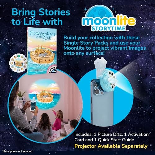Moonlite Storytime Disc, Bible Stories: Conversations on The Ark | Learning Gift for Kids Ages 1 Year & Up, Single Story Art Projection with Sound Effects & Music (Projector Sold Separately) thumbnail 2