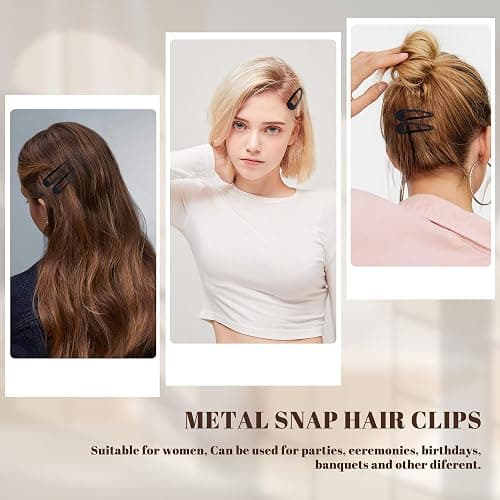 Cptots 48 PCS Small Metal Barrettes For Women Non Slip Water Drop Snap Clips For Thick Thin Fine Hair Classic Accessories,Black,1.97 x 0.5 In thumbnail 7