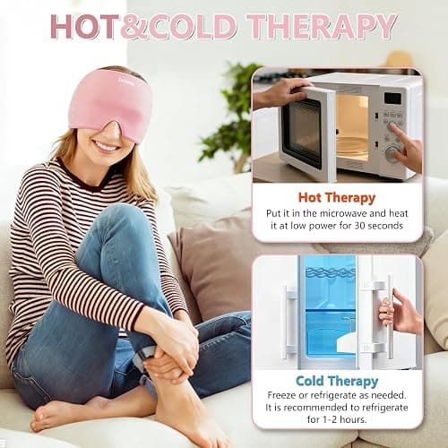 Headache Relief Cap, Tasteless Cooling Gel Migraine Relief Cap | Migraine Relief Products, V-Shaped Nose Design, 360 Degree Surround, for Relieve Pressure, Hangover, Tension, Eye Edema thumbnail 5