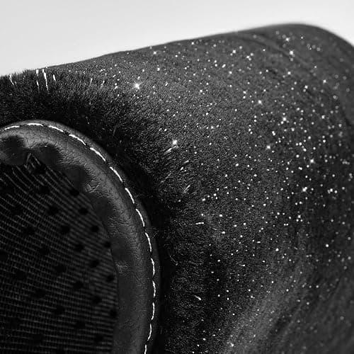 CAR PASS Black Car Floor Mats, Faux Fur Fluffy Carpet Full Set Bling Starry Sky Design Anti-Slip Universal for Girl Cute Women Automotive Cars, SUVs, Trucks, Vans, 4Pcs Black Fuzzy Plush Wool thumbnail 3