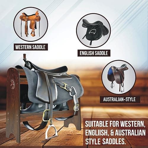 HOTCAN Pine Wood Saddle Rack – Ideal Saddle Stand for Western Horse Gear and Horse Tack Organizers, Suitable for Displaying Trophy Tack at Home - Walnut thumbnail 6