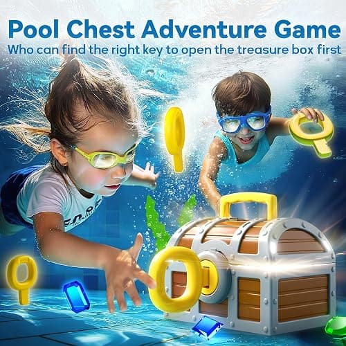 Funscape Kids Diving Pool Toy, Large Treasure Chest Water Dive Game W/Keys Gems Fish, Toddler Outdoor Swimming Treasure Box Playset, Fun Summer Swim Party Gifts 3 4 5 6 7 8 10 12 Year Old Boy Girl thumbnail 5